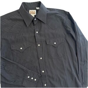 Vtg Ely Cattleman Pearl Snap Shirt Men's Medium Black Button Up Western Rodeo